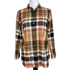 Madewell Women's Brown Seconda Plaid Ex-Boyfriend Button Down Shirt  XS/C37